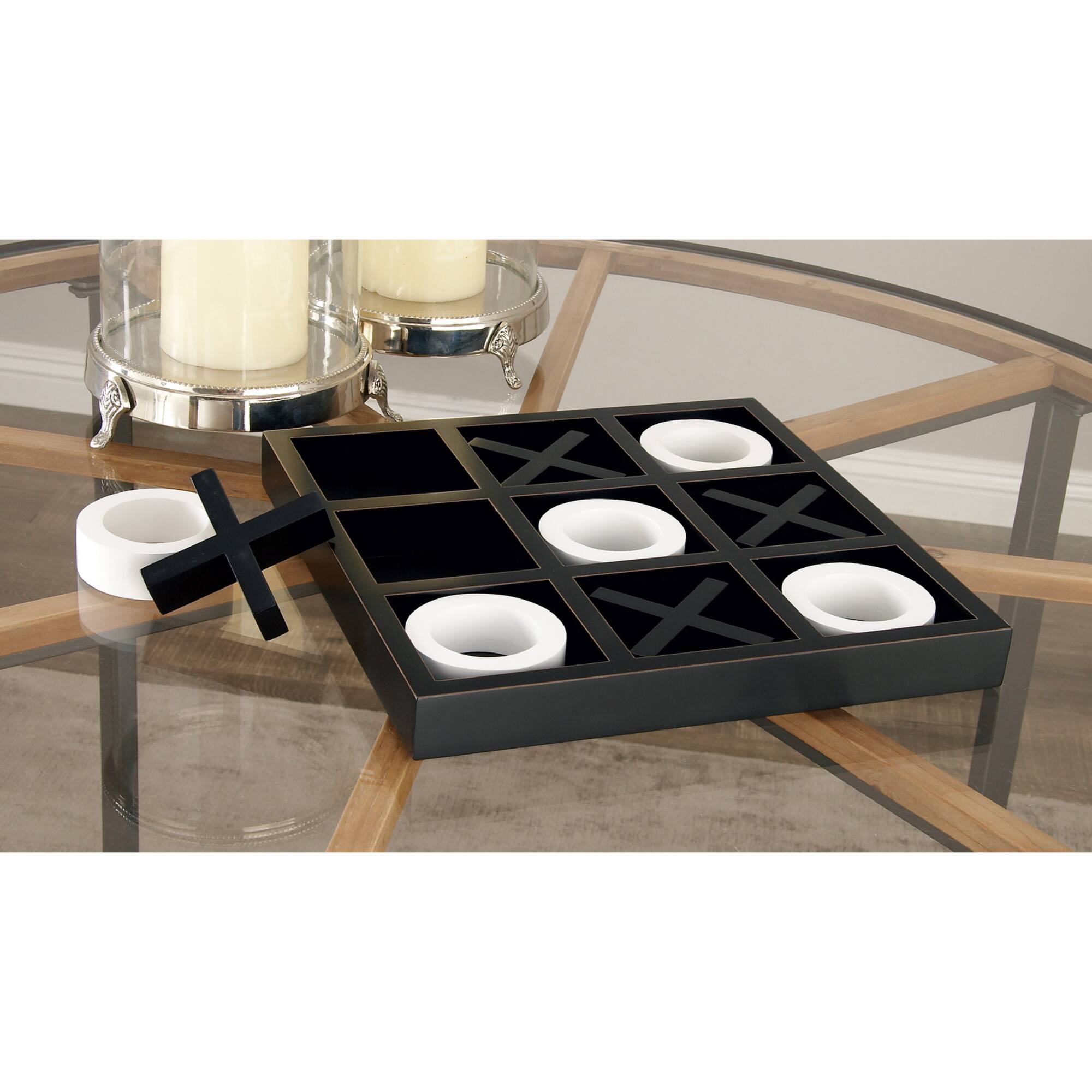 Black & White Wood Tic-Tac-Toe Game Set